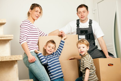Office furniture and equipment prepared for a commercial move