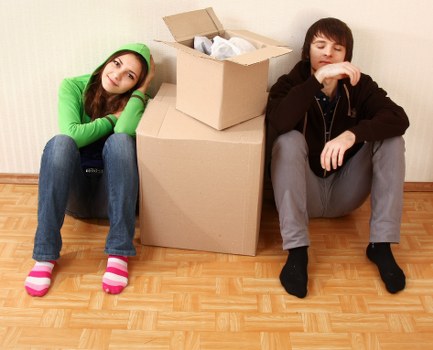 Boxes and wrapped furniture ready for house removals