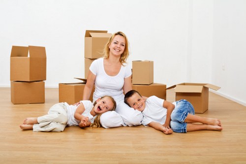 Packed moving truck prepared for loading in Swiss Cottage