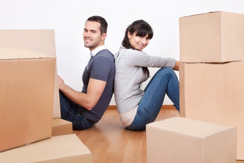 Moving van and boxes prepared for a Swiss Cottage house relocation